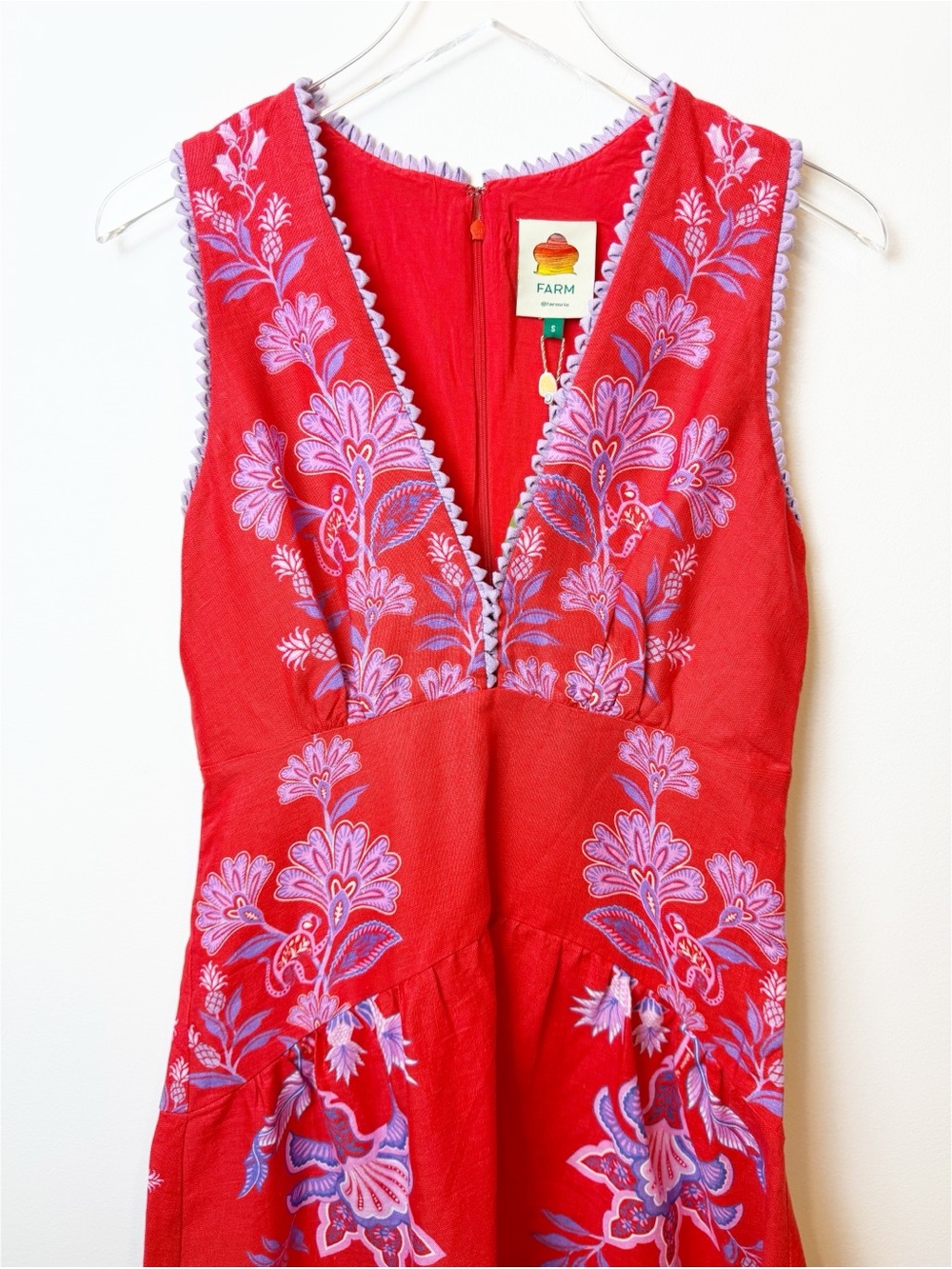 FARM Rio | Porcelain Garden Red Midi Dress NWT - Picture 3 of 11